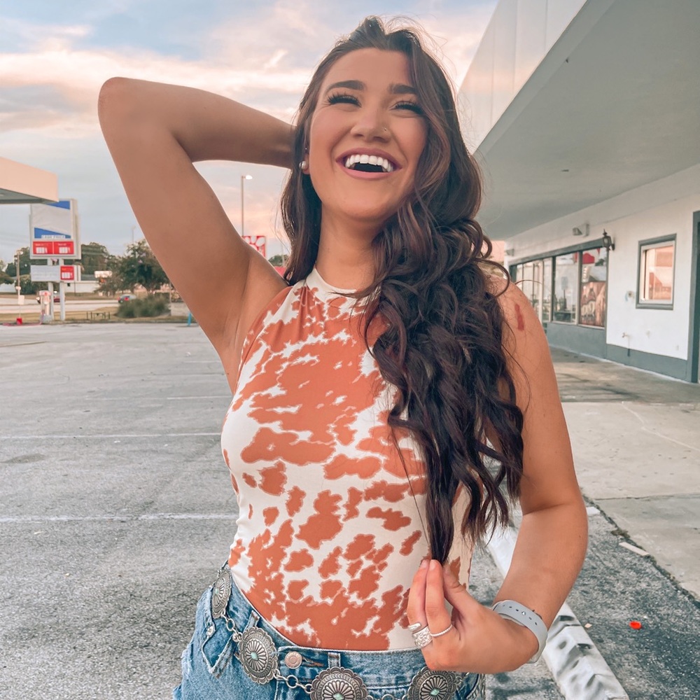 Cowprint Bodysuit cross back